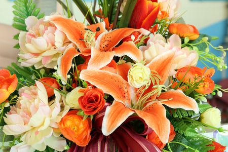 Colorful decoration artificial flowerの写真素材