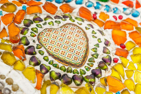 PHETCHABUN , THAILAND - FEBRUARY 1, 2016 : Colorful of  wall . Made from Benjarong are name of Thai porcelain with designs in five colours at Wat phasornkaew  in Phetchabun province, Thailand on February 1, 2016のeditorial素材