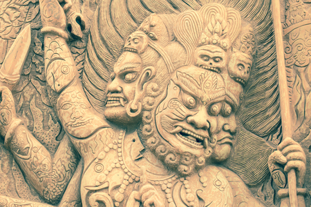 PHETCHABUN , THAILAND - MARCH 19, 2016 : Stone carved Thai style at Wat Pha Sorn Kaew  in Phetchabun province, Thailand on March 19, 2016のeditorial素材