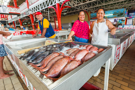 PAPEETE, FRENCH POLYNESIA â JUNE 16, 2016 :  The fish market in the town of Papeete early in the morning in Tahiti  Papeete, French Polynesia on June 16, 2016のeditorial素材
