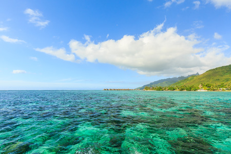 Beautiful sea and Moorae Island at Tahiti , PAPEETE, FRENCH POLYNESIAの写真素材