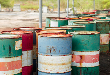 petrol garbage in rusty tank discard from factory long time agoの写真素材
