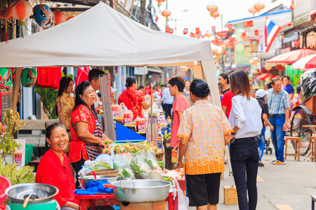 CHONBURI, THAILAND - JULY 16, 2016:  The Chinese Market located near Pattaya Where have the Chinese traditional commercial and villagers do about traditional foods and souvenirs.THAILAND on July 16, 2016のeditorial素材