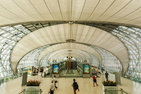 BANGKOK, THAILAND - AUGUST 22, 2016: Futuristic design of the Suvarnabhumi International Airport in Bangkok, Thailand on August 21, 2016.のeditorial素材