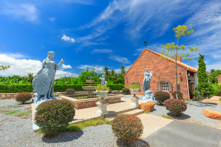 PATTAYA, THAILAND - SEPTEMBER 30, 2016 : Women statue at the Swiss Sheep Farm Where is the biggest sheep farm and fun park style in Pattayaのeditorial素材