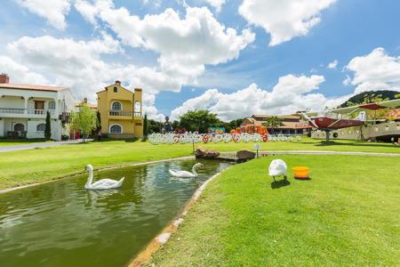 PATTAYA, THAILAND - OCTOBER 5, 2016 : The Swiss Sheep Farm Where is the biggest sheep farm and fun park style in Pattayaのeditorial素材