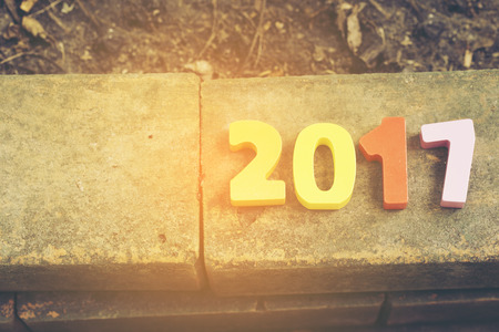 Wooden number of 2017 for new year celebrationsの写真素材