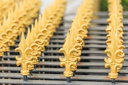 Modern Thai art of fence at the temple, Thailand.の写真素材