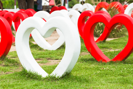 Big heart made from cement for decorative garden.の写真素材