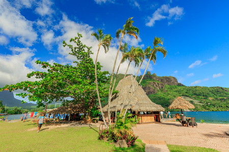 PAPEETE, FRENCH POLYNESIA - APRIL 14 , 2017: The Beautiful sea and resort in Moorea Island at Tahiti PAPEETE, FRENCH POLYNESIA.のeditorial素材