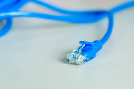 Macro of internet cable on white backgroundの写真素材