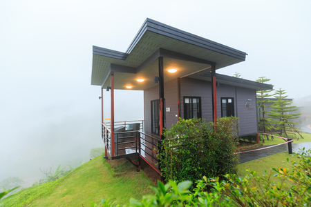 PHETCHABUN, THAILAND  OCTOBER 13 ,2017: Beautiful countryside style resort , Surrounded by misty sea with cleaning facilities and and decorate the garden near the mountain at 180 all day all season Khaokho Resort, Phetchabun Thailandのeditorial素材