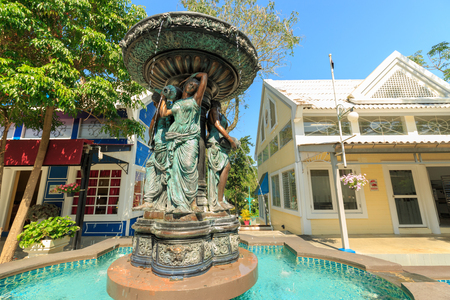 RAYONG, THAILAND - JANUARY 30, 2018 : The fountain at Strawberry Town, a western-style tourist destination surrounded by beautiful nature, mountains and plenty of activities for leisure travelerのeditorial素材