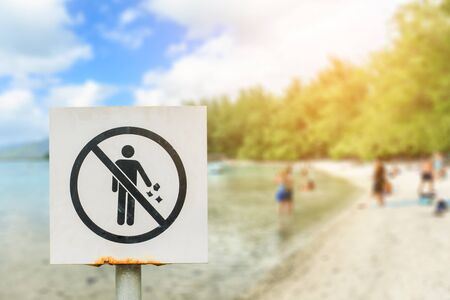 signboard of prohibit a man, throwing garbageの写真素材