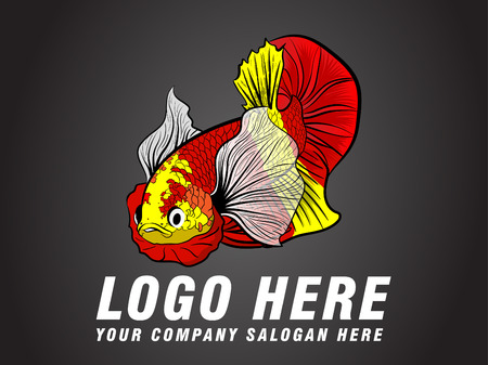 Cartoon Betta fish with Text logoのイラスト素材