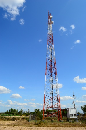 telecom tower and blue sky backgroundの写真素材