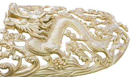 Golden Chinese Dragon carve in tample の写真素材