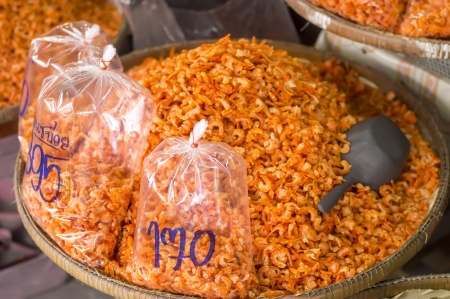 dried shrimps in  marketの写真素材
