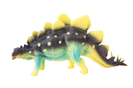 Stegosaurus dinosaur plastic toy isolate white backgroundの写真素材