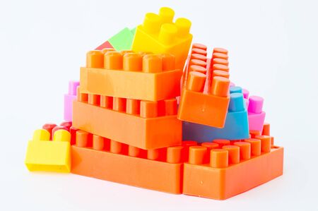 colorful Plastic building blocks.の写真素材