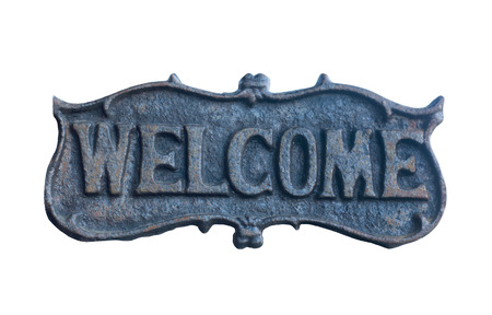 iron Welcome Sign isolate on white background.の写真素材