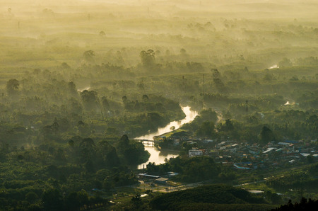 Mountain  photo Morning sun Thailand View on the top of the hill with beautiful sunsets. Nakhon Si Thammarat Chawang Districtの写真素材