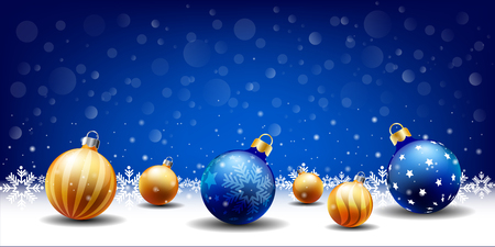 happy New Year Christmas snowing Ball background, Text input box,Blue backgroundの写真素材