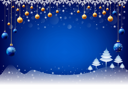 happy New Year Christmas snowing Ball background, Text input box,Blue backgroundの写真素材