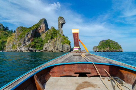 Koh Kai  wooden boat Krabi Thailandの写真素材
