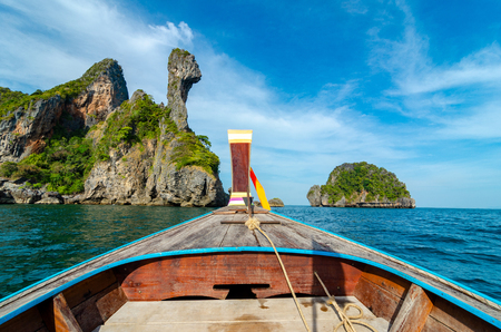 Koh Kai  wooden boat Krabi Thailandの写真素材