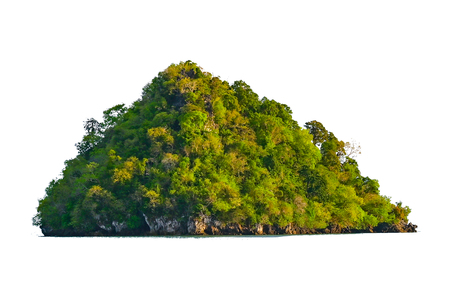 Isolate the island in the middle of the green sea white background separated from the backgroundの写真素材