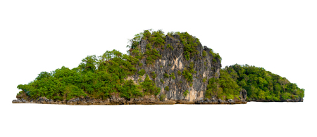 Isolate the island in the middle of the green sea white background separated from the backgroundの写真素材