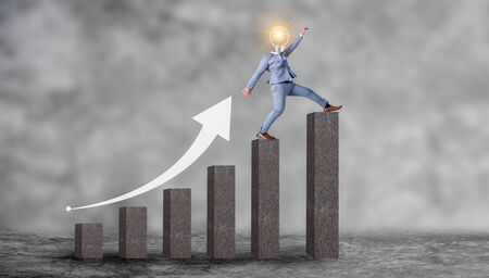 Business people walking up the concept graph Business growthの写真素材
