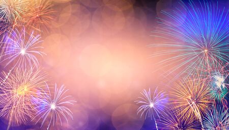 Abstract  Background With Fireworks.Background of new years day celebration Many colorfulの写真素材
