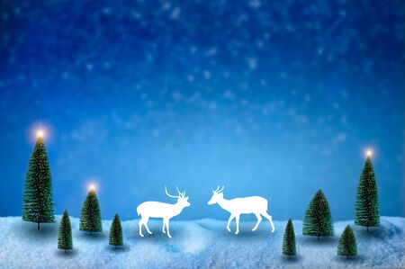 Merry christmas and happy new year greeting background. Christmas Lantern On Snow With Firの写真素材