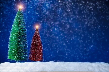 Merry christmas and happy new year greeting background. Christmas Lantern On Snow With Firの写真素材