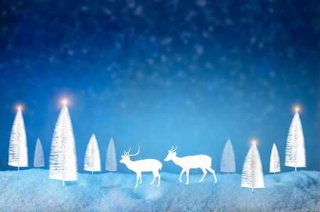 Merry christmas and happy new year greeting background. Christmas Lantern On Snow With Firの写真素材