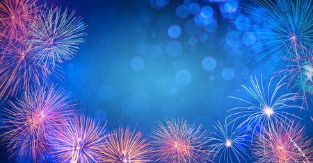 Abstract  Background With Fireworks.Background of new years day celebration Many colorfulの写真素材
