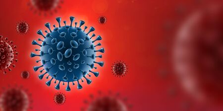 Covid-19 Coronavirus virus in red bloodの写真素材