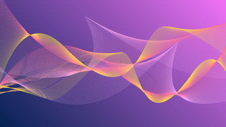swaying wavy lines Abstract Wave background Pink and blue with yellow stripesのイラスト素材