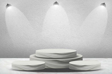 Stage or podium mortar There is a spotlight that shines Searchlighted podium for presentation and award ceremonyの写真素材