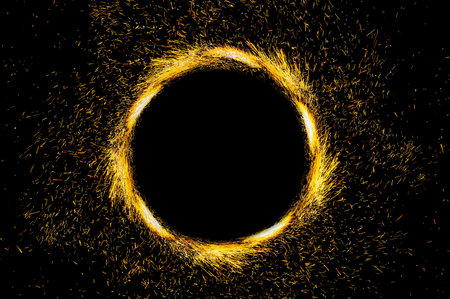 circle light frame on black backgroundの写真素材