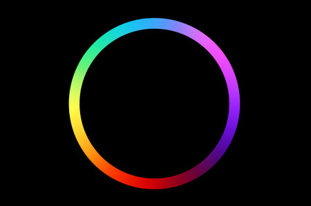 colorful circle frame circle light frame on black backgroundの写真素材
