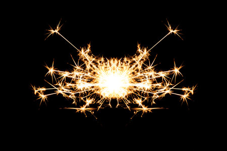 Fireworks, sparks, isolates on black backgroundの写真素材