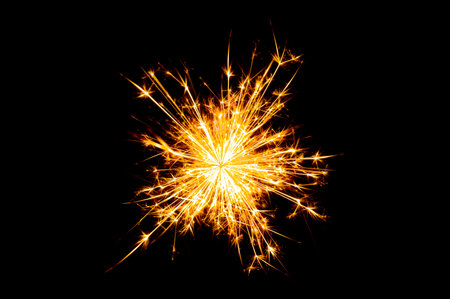 Fireworks, sparks, isolates on black backgroundの写真素材