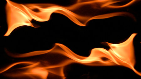 fire background burning flame frame on a black backgroundの写真素材