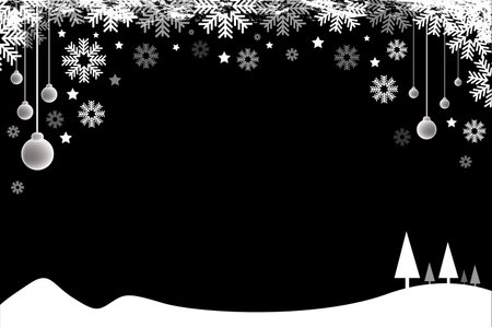 Merry Christmas frame ball on black backgroundの写真素材