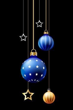 Merry Christmas frame ball on black backgroundの写真素材