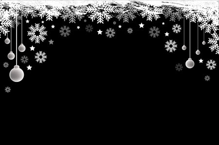 Merry Christmas frame ball on black backgroundの写真素材