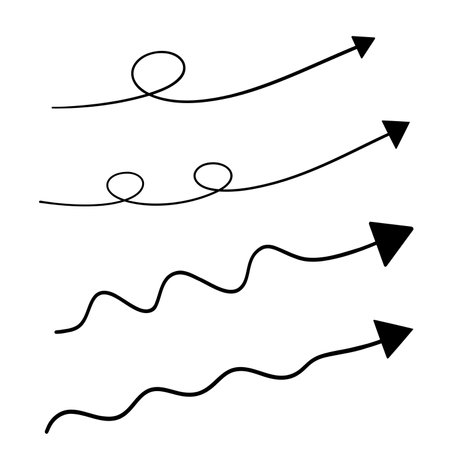 Hand drawn line arrows on white background. Isolated.のイラスト素材